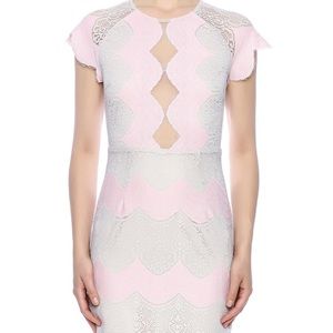 Dress Forum lace pink and cream midi dress. Size Large